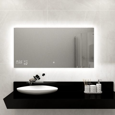Smart mirror with LED light/Weather display/heat or defog