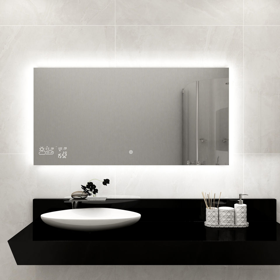 Smart mirror with LED light/Weather display/heat or defog