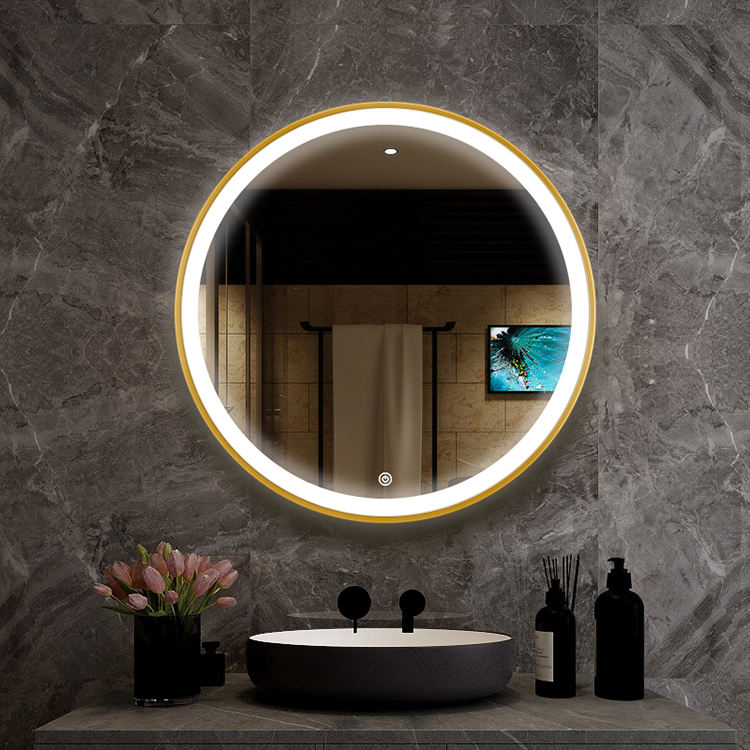 Round smart mirror with defogging function and LED light