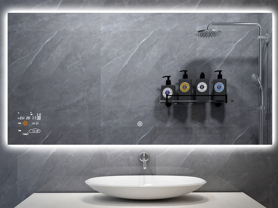 Stylish Smart Led Bathroom Mirror with weather display - Image 2